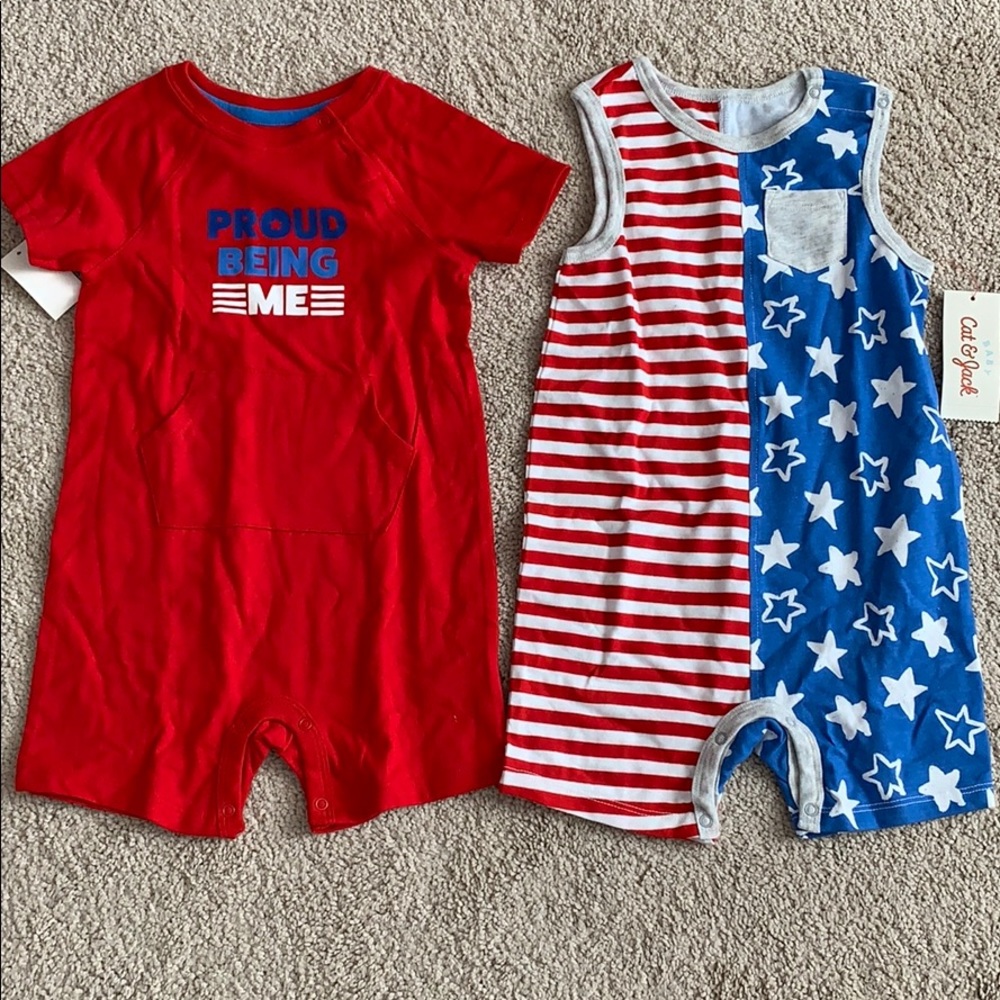 NWT size 24m Boys 2 piece rompers Cat and Jack